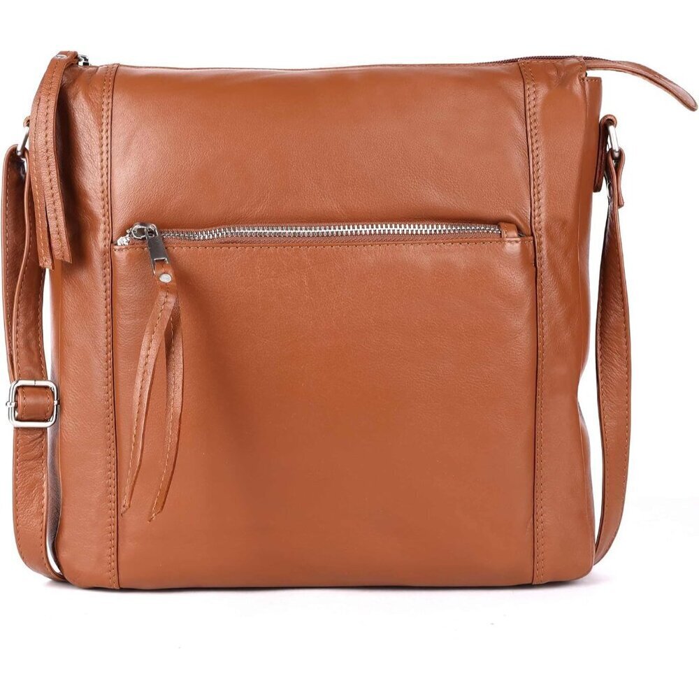 Leather Crossbody Bag Large Soft Napa Women Handmade Stylish Function